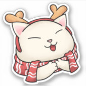 Weihnachts-Rentierkatze mit Scarf Aufkleber (Vorderseite)