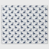 Weihnachts-Rentiermuster für Navy und White Geschenkpapier (Flach)