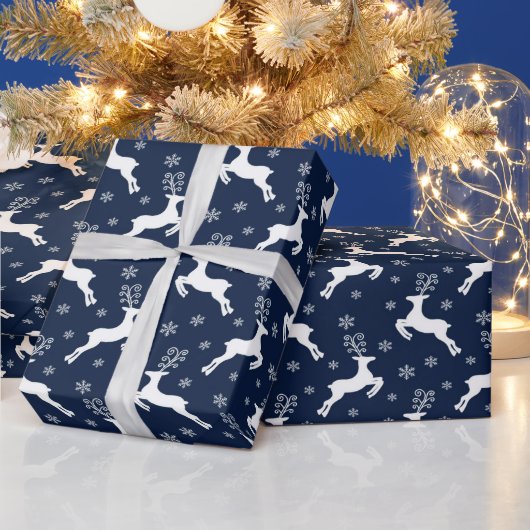 Weihnachts-Rentiermuster für Navy und White Geschenkpapier (Feiertage)