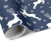 Weihnachts-Rentiermuster für Navy und White Geschenkpapier (Rolleneckpunkt)