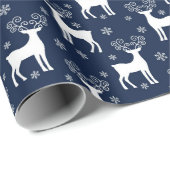 Weihnachts-Rentiermuster für Navy und White Geschenkpapier (Rolleneckpunkt)