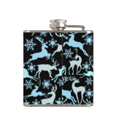 Weihnachts-Rentiermuster, leichte coole Farbtöne 0 Flachmann (Rückseite)