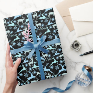 Weihnachts-Rentiermuster, leichte coole Farbtöne 0 Geschenkpapier