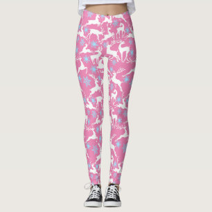 Weihnachts-Rentiermuster, weiß 02 Pink BG Leggings