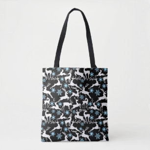 Weihnachts-Rentiermuster, weiß 02 Schwarz BG Tasche