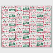 Weihnachts-Rentiernamen Geschenkpapier (Flach)