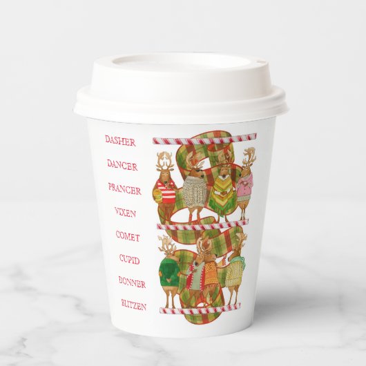 Weihnachts-Rentierpapier-Cups Pappbecher (Vorderseite)