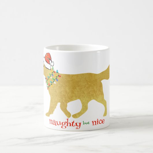 Weihnachts Retriever Naughty aber Nice Holiday Kaffeetasse (Mittel)