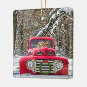 Weihnachts-Retrievers im Retro-LKW Keramikornament (Links)