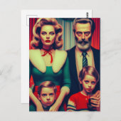 Weihnachts Retro Creepy Family Portrait Postkarte (Vorne/Hinten)
