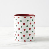 Weihnachts Retro Dots Muster Grün Rot Tasse (Zentrum)