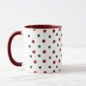 Weihnachts Retro Dots Muster Grün Rot Tasse (Links)