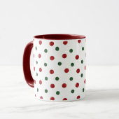 Weihnachts Retro Dots Muster Grün Rot Tasse (Vorderseite Links)