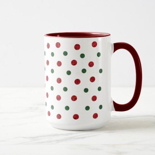 Weihnachts Retro Dots Muster rot Grün Tasse (Rechts)