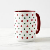 Weihnachts Retro Dots Muster rot Grün Tasse (VorderseiteRechts)