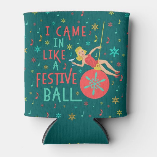 Weihnachts-Retro-Frau auf Weihnachten-Ball Dosenkühler (Vorderseite)