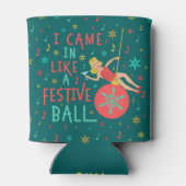 Weihnachts-Retro-Frau auf Weihnachten-Ball Dosenkühler (Rückseite)