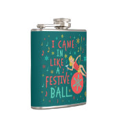 Weihnachts-Retro-Frau auf Weihnachten-Ball Flachmann (Rechts)