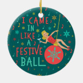 Weihnachts-Retro-Frau auf Weihnachten-Ball Keramik Ornament (Hinten)