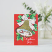 Weihnachts-Retro-Glocke Holiday Postkarte (Stehend Vorderseite)
