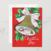 Weihnachts-Retro-Glocke Holiday Postkarte (Vorne/Hinten)
