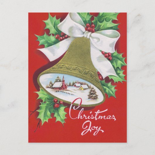 Weihnachts-Retro-Glocke Holiday Postkarte (Vorderseite)