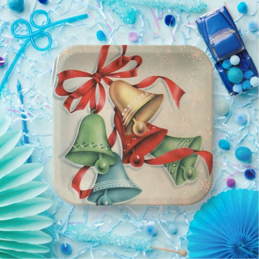 Weihnachts-Retro-Glocken Party Platte Pappteller (Party)