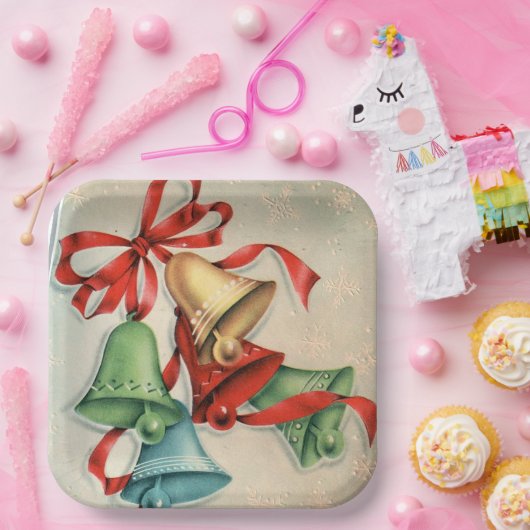 Weihnachts-Retro-Glocken Party Platte Pappteller (Party)