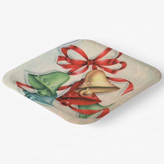 Weihnachts-Retro-Glocken Party Platte Pappteller (Gewinkelt)