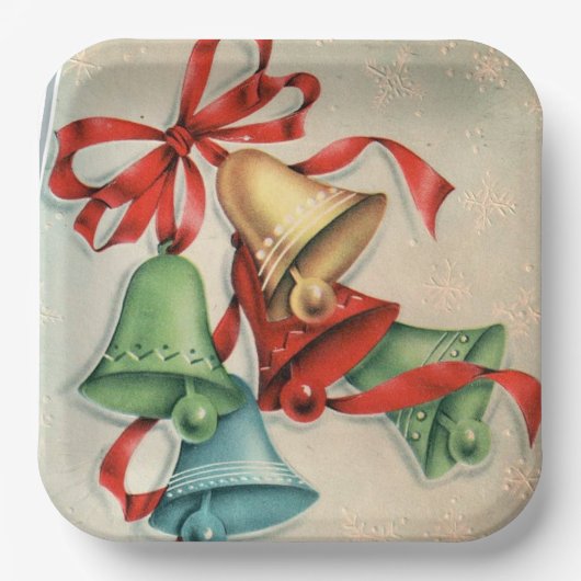 Weihnachts-Retro-Glocken Party Platte Pappteller (Vorderseite)