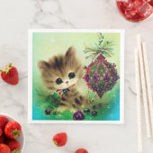 Weihnachts Retro-Glühbirne Katzennapkins Party Serviette (Beispiel)
