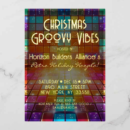Weihnachts Retro Groovy Vibes Party Einladung (Vorderseite)