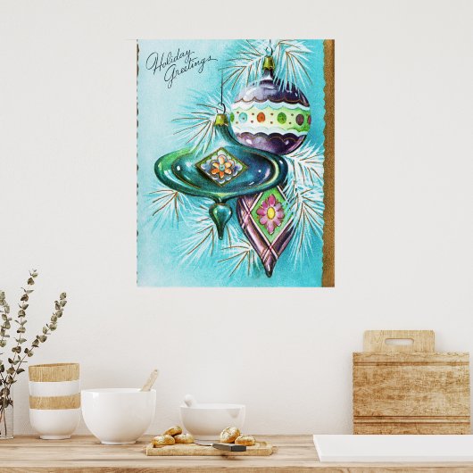 Weihnachts-Retro Holiday Glühbirnen Poster (Küche)