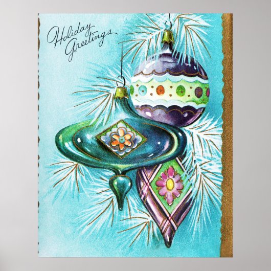 Weihnachts-Retro Holiday Glühbirnen Poster (Vorne)