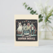 Weihnachts Retro Horror Movies Freunde Postkarte (Stehend Vorderseite)