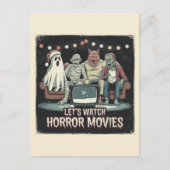 Weihnachts Retro Horror Movies Freunde Postkarte (Vorderseite)