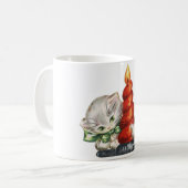 Weihnachts-Retro-Katze Kaffeetasse (Vorderseite Links)