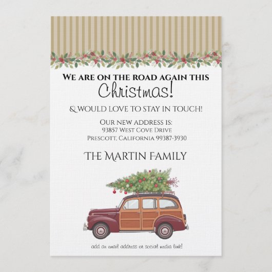 Weihnachts-Retro-Kombi Einladung (Vorderseite)