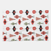 Weihnachts Retro Mid Century Ornamente Geschirrtuch (Horizontal)