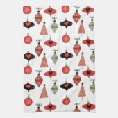 Weihnachts Retro Mid Century Ornamente Geschirrtuch (Vertikal)