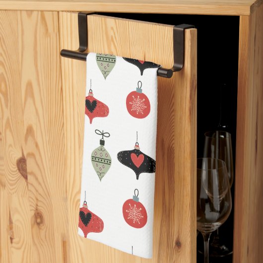 Weihnachts Retro Mid Century Ornamente Geschirrtuch (Drittel gefaltet)