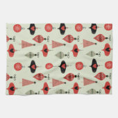 Weihnachts Retro Mitte Jahrhundert Grün Geschirrtuch (Horizontal)