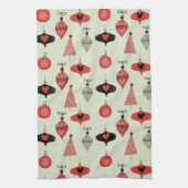 Weihnachts Retro Mitte Jahrhundert Grün Geschirrtuch (Vertikal)