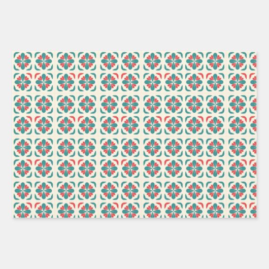 Weihnachts Retro Mitte Jahrhundert Moderne MOD Geschenkpapier Set (Vorderseite 3)