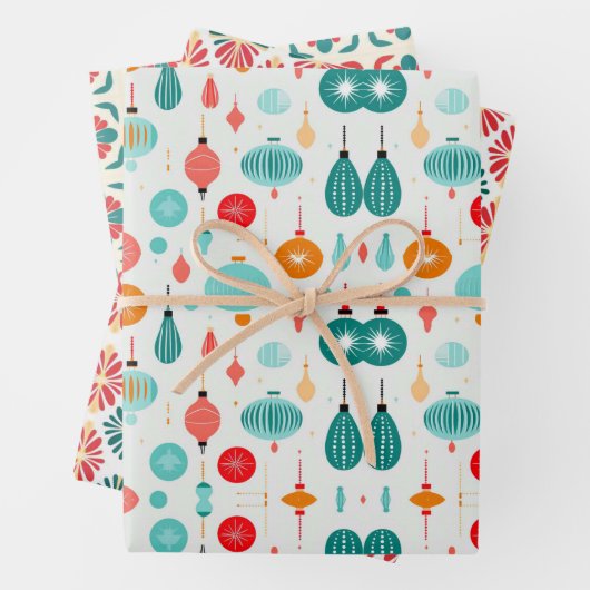 Weihnachts Retro Mitte Jahrhundert Moderne MOD Geschenkpapier Set (Beispiel)
