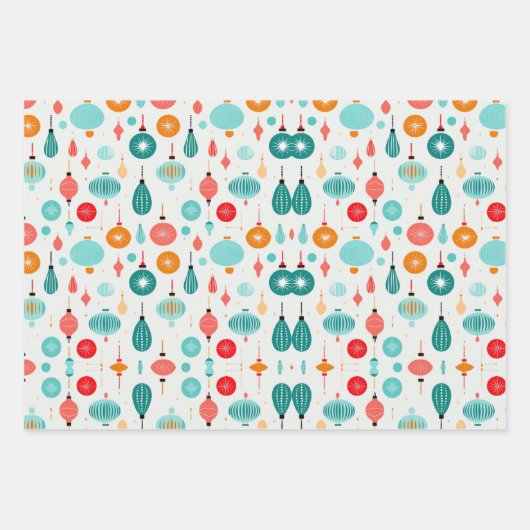Weihnachts Retro Mitte Jahrhundert Moderne MOD Geschenkpapier Set (Vorderseite)