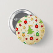 Weihnachts-Retro-Muster, Knopf Button (Vorne & Hinten)