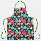 Weihnachts Retro Ornamente Blau Schürze (Vorderseite)