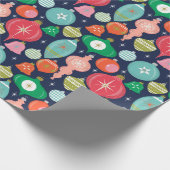 Weihnachts Retro Ornamente Grün Geschenkpapier (Ecke)