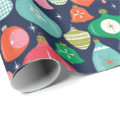 Weihnachts Retro Ornamente Grün Geschenkpapier (Rolleneckpunkt)